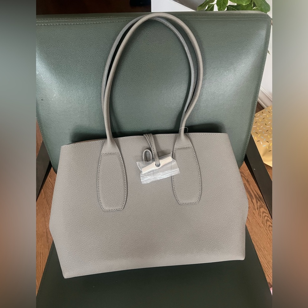NEW Longchamp Roseau grey leather tote